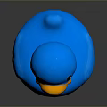 Blue Rubber Duck Bath Toy For Kids With Yellow Beak And Smooth Surface
