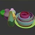 Exquisite Colorful Sculpture Carvings Featuring Stacked Bowls And Ceramic Vases Artwork