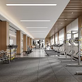 Spacious Gym Interior With Various Fitness Equipment 3d model