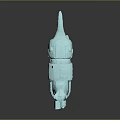 Light Blue 3D Dog Model With Mechanical Armor And Goggle Design