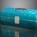 Vintage Style Blue Metal Toolbox for Household Storage with Black Handle