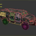 Camouflaged Military Vehicle with Armored Body and Heavy Duty Off Road Tires for Tactical Operations