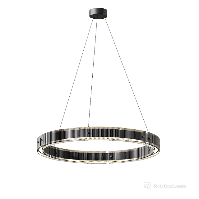 Modern Circular Ring Shaped Chandelier With Metallic Frame And LED Lighting 3d model