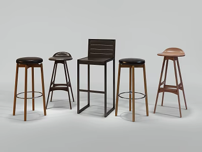 Collection of Various Modern Bar Stools With Different Designs And Frames 3d model