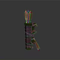Medieval Weapon Quiver With Wrapped Body And Multiple Orange Arrows Spiked Base