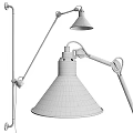 Modern Black Wall Lamp With Adjustable Arm And Conical Shade Design 3d model