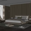 Modern Bedroom Interior With Wooden Paneled Walls Bed Accent Chair And Area Rug