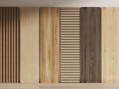 Various Design Wooden Wall Panels With Vertical Slats And Flat Styles For Interior Decoration 3d model