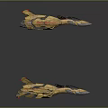 Yellow and Red Sci Fi Spaceship Design for Cosmic Aerospace Exploration 3d model