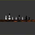 Wooden Chessboard With Black And White Squares And Arranged Chess Pieces
