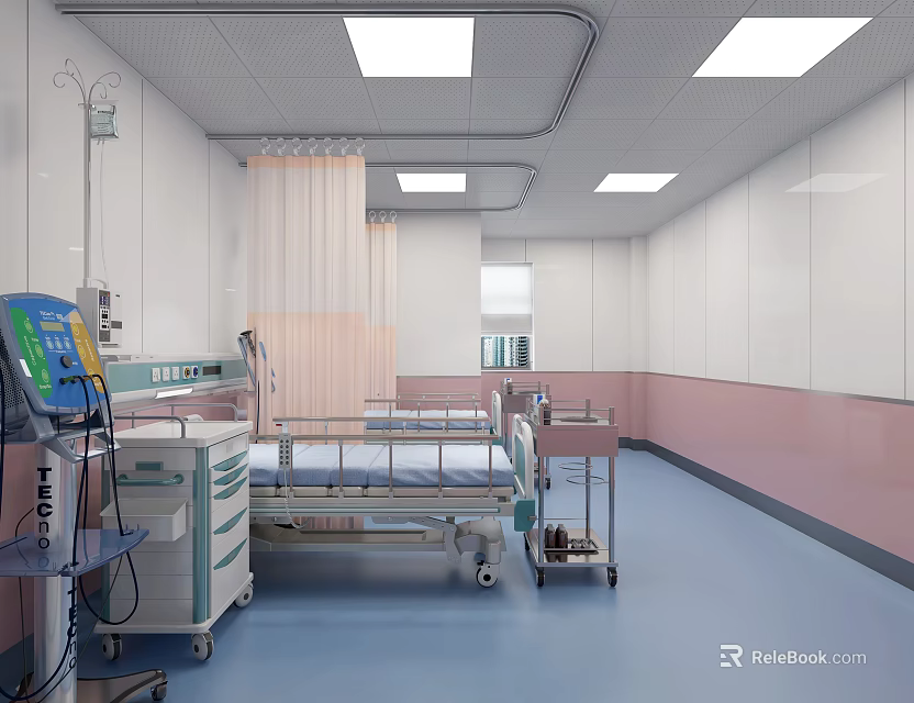Modern Hospital Outpatient Clinic Interior With Waiting Area And Medical Facilities 3d model 