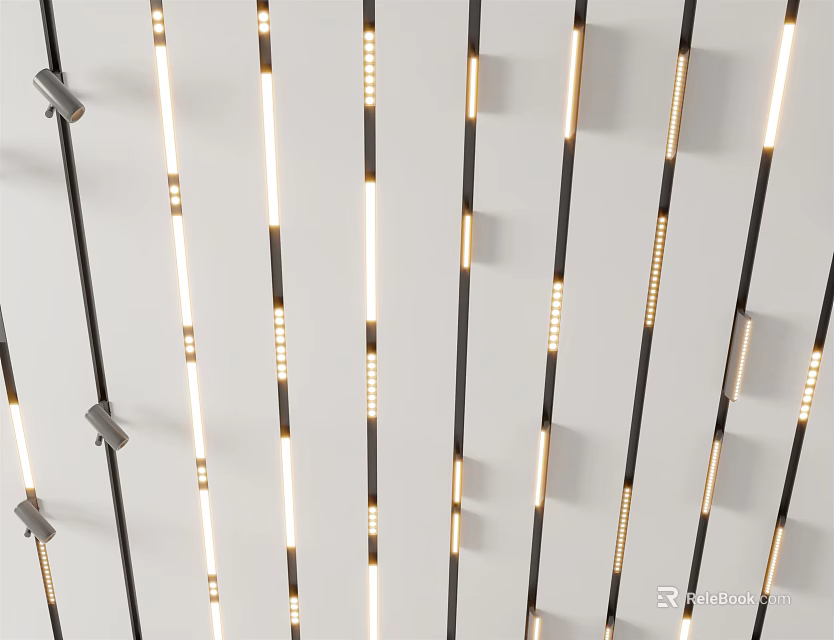 Stylish Modern Interior Ceiling Downlights And Spotlights With Warm Illumination 3d model 