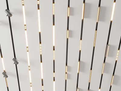 Stylish Modern Interior Ceiling Downlights And Spotlights With Warm Illumination 3d model