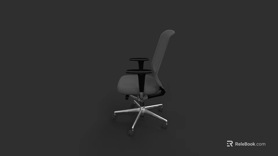 Ergonomic Office Chair With Gray Upholstery Black Armrests And Swivel Base 3d model 