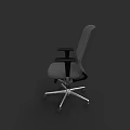 Ergonomic Office Chair With Gray Upholstery Black Armrests And Swivel Base