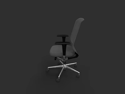Ergonomic Office Chair With Gray Upholstery Black Armrests And Swivel Base 3d model