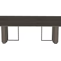 Modern Wooden Dining Table With Rectangular Top And Metal Frame For Home Interior 3d model