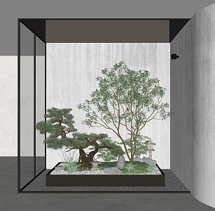 New Chinese style landscape sketch courtyard landscape 3d model