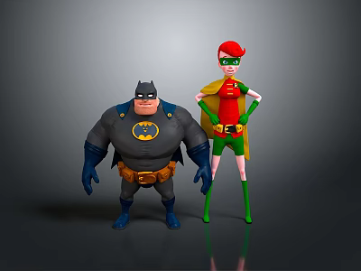 Batman and Robin Collectible Action Figures With Detailed Costumes And Standing Pose 3d model