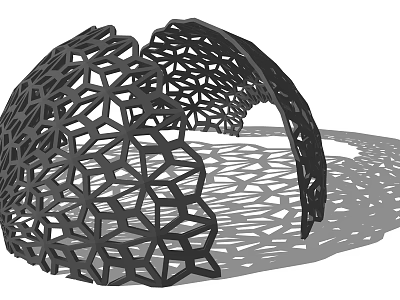 Modern Pergola with Intricate Geometric Cutout Patterns Curved Metal Structure and Shadow Effects on Ground 3d model