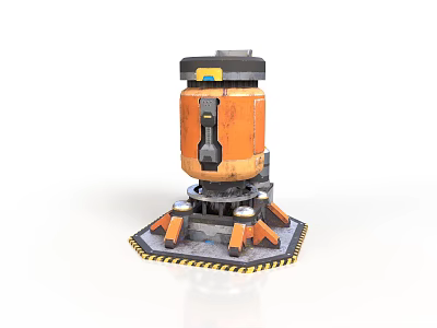 Industrial Equipment With Orange Black Body Yellow Top Multiple Support Legs Base 3d model