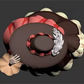Cartoon Style 3D Female Character With Brown Pink Ruffled Dress Corset And Flower Hat