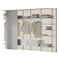 Modern Open Wardrobe Interior Design With Hanging White Shirts Folded Items And Drawers