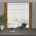 Modern Curtain Window Screen 3d model