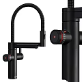 Elegant Black Modern Kitchen Faucet With Flexible Spout And Red Accent Controls