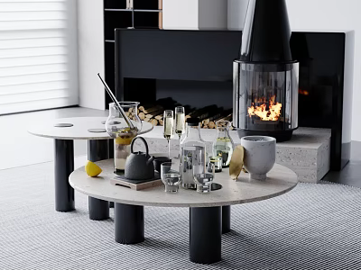 Modern Coffee Table Ornaments Tea Set Wine Set Beverage Teapot 3d model