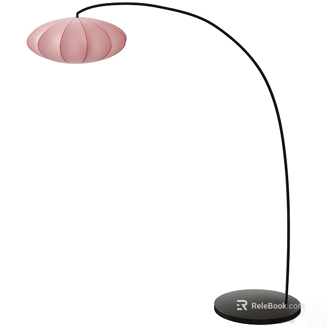Modern Floor Lamp With Pink Shade And Curved Stand For Living Room Decor 3d model 