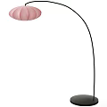Modern Floor Lamp With Pink Shade And Curved Stand For Living Room Decor