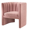 Modern Gray Velvet Single Sofa With Striped Backrest And Armrest For Living Room Interior