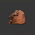 Stylish Orange Leather Handbag With Tassel Metal Buckles And Soft Texture