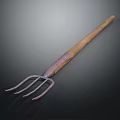 Durable Three-Tine Garden Hardware Tool With Wooden Handle And Iron Tines