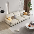 Light Beige Three Seater Sofa In Modern Living Room With Cushions