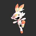 Cute Orange And White Cartoon Rabbit In Cheerful Jumping Pose With Fluffy Ears