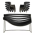 Stylish Leisure Chair With Black Leather Curved Design And Sturdy Metal Frame Structure