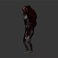 Scary Monster Character Standing With Red Head White Face Dark Red Covering Exposed Teeth