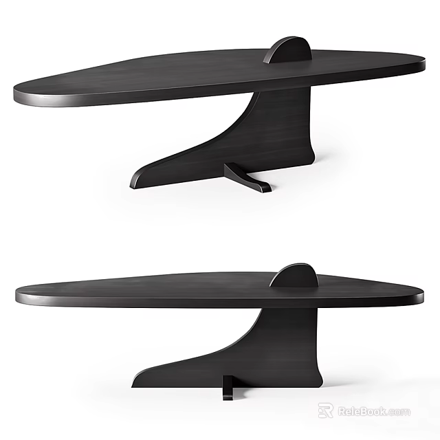 Modern Black Coffee Table With Unique Sculptural Base Design For Living Room 3d model 
