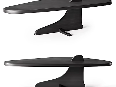 Modern Black Coffee Table With Unique Sculptural Base Design For Living Room 3d model