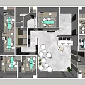 Residential House Floor Plan With Living Dining Kitchen Bedrooms Bathrooms Staircase And Plants