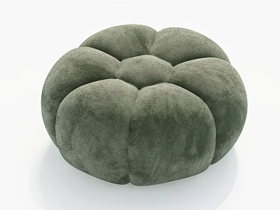 Green Velvet Petal Shaped Ottoman with Rounded Padded Sections for Living Room 3d model