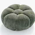 Green Velvet Petal Shaped Ottoman with Rounded Padded Sections for Living Room