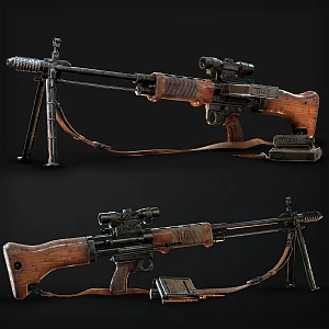 modern rifle heavy machine gun 3d model