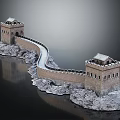 Scenic Great Wall Landscape With Winding Path And Ancient Watchtowers On Rocky Terrain