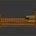 Set of Three Wooden Frame Double Beds With Colorful Mattresses And Pillows