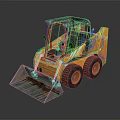 Yellow Bobcat Skid Steer Loader With Black Cab Front Bucket And Large Tires