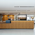 Modern Café Interior With Wooden Ceiling Blue Pendant Lights Metal Frame Bookshelves And Round Tables