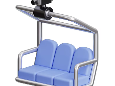 Outdoor Chair Cable Car Seat With Blue Seats And Metal Frame 3d model